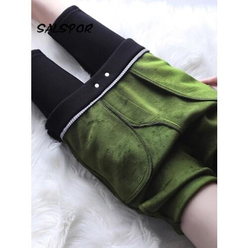 SALSPOR 4XL Autumn Winter Leggings Large Size Plus Velvet Warm Womens Legging High Waist Slimming Elastic Thic/thick Pants Black