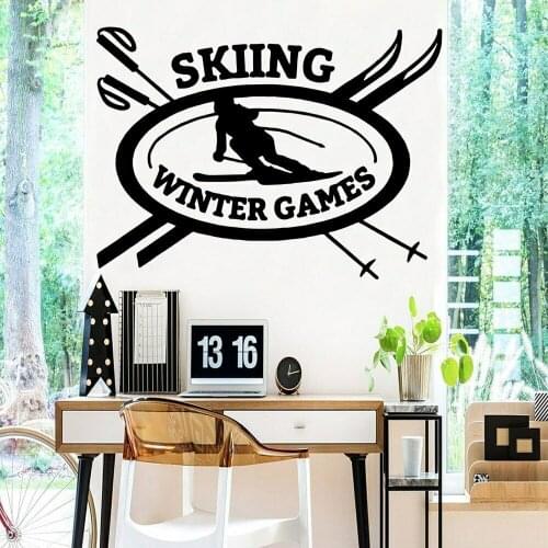 Skiing Vinyl Wall Sticker Home Decor Living Room Boys Bedroom Game Room Mural Removable Home Interior Wall Decoration Z769