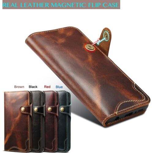 For Samsung S10 S20+ Ultra S9 S8 Plus Note 10 9 8 Magnetic Flip Case Genuine Real Cow Leather Cowhide Purse Card Wallet Cover