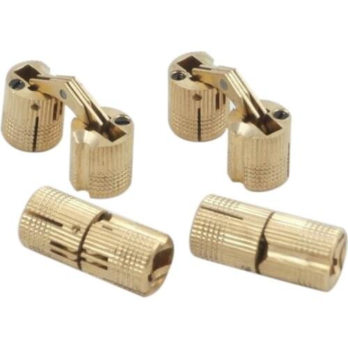 4PCS 8/10/12mm Copper Barrel Hinges Cylindrical Hidden Cabinet Concealed Invisible Brass Hinges Mount Door Furniture Hardware