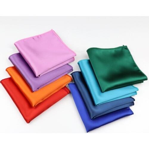 New Solid Color Polyester Pocket Square Classic Green Navy Colorful Handkerchief 23*23CM Fashion Mens Business Wedding Accessory