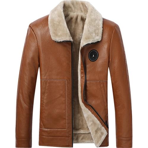 New Mens Leather Jacket/Autumn Winter Fleece Motorcycle PU Jacket/Motorcycle Leather Warm Jacket Clothing/Faux Leather Jacket