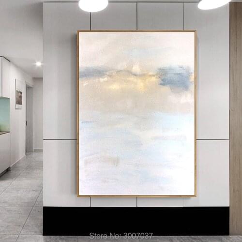 Newest Hand-painted Blue and Gold Oil Painting on Canvas for Decor Modern Abstract Knife Animals Wall Painting