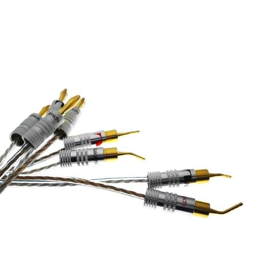 One Pair Speaker Cable with 2.0 Plug Banana Spade Plug Open Wire Amplifier Surround Sound Audio Cable Wire