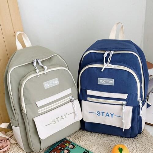 Casual Preppy Style Large Capacity Students School Bags Fashion Color Contrast Letters Printing Women Backpack Ladies Handbags