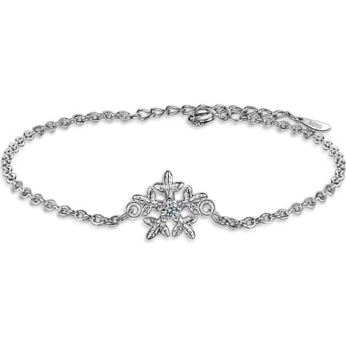 Simple atmosphere fashion popular fresh sweet art versatile snowflake female models silver plated bracelets JO063