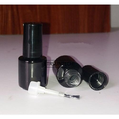 100pcs 5ml Empty Nail Polish Glass Bottle Black Portable UV Gel Container Refilled Storage Box Round Makeup Tube Brush F3015