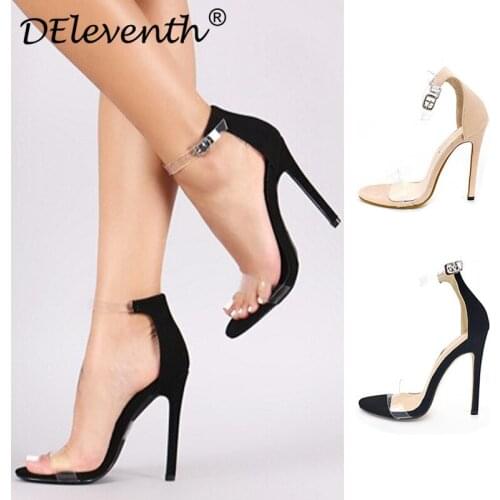 New summer word with sandals female wild simple women sandals Round Toe PVC 11CM Thin Heels High heels Buckle Strap women shoes