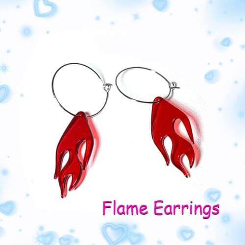 2000s Aesthetic Red Flame Earrings for Women Egirl Style Punk Hip Hop Fashion Goth Earrings Y2K Jewelry Vintage Friends Gifts
