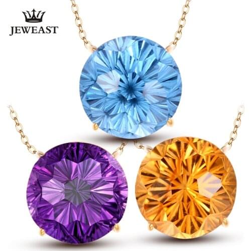 SLFD Natural topaz/Citrine/Amethyst 18K Pure Gold Pendant Real AU 750 Solid Gold Trendy Classic Fine Jewelry Hot Sell New 2020