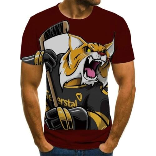 Bear print sweatshirt for boys and girls summer animal print T-shirt anime style casual general ice hockey baseball sports 2021