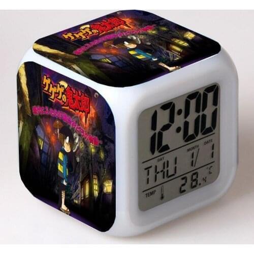GeGeGe no Kitaro anime Cartoon LED 7 Color Flash Digital Alarm Clocks Night Light Bedroom Desk Clock Alarm-Clock despertador