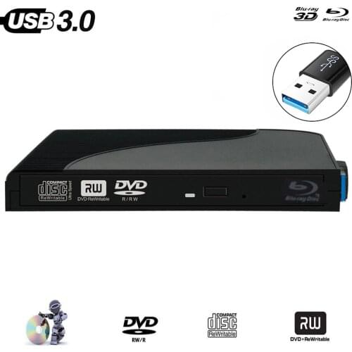 Blu-ray Player USB 3.0 External Optical Drive DVD Burner BD-ROM Blu-ray Player Portable for Loptop Apple macbook Computer PC