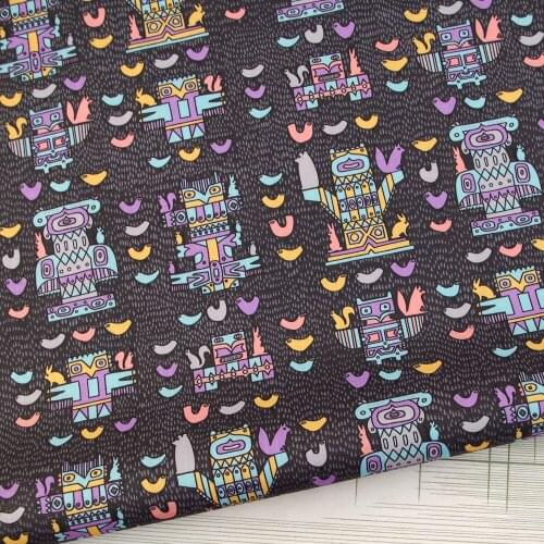 WF333 - PVC coated waterproof fabric - Cartoon - Robot - Animals - black