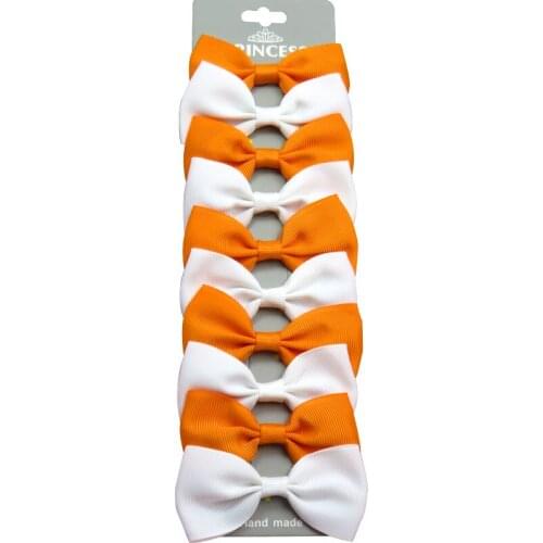 10PCS/Lot Cute Orange White With Clip Grosgrain Ribbon Bows Hairpins 2020 Scrunchie Korean CLIP Hair Accessories For Baby Girl