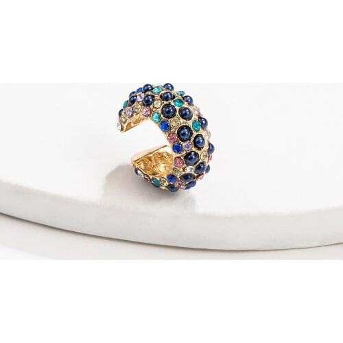 1PCS C Shaped Multicolor CZ Crystal Ear Cuff for Women Stackable Cartilage Earring Small Clip on Earrings No Pierced Earcuffs