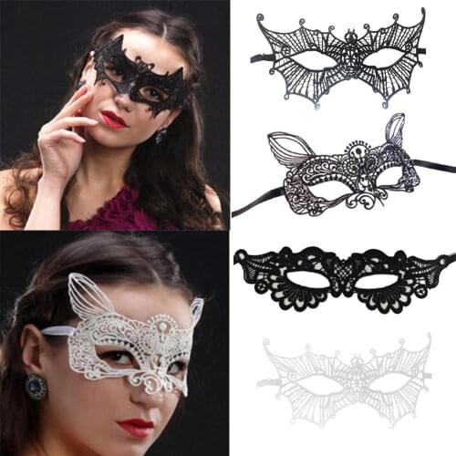 Party eye mask women sexy black lace venetian wizard bat spider halloween ball masquerade
