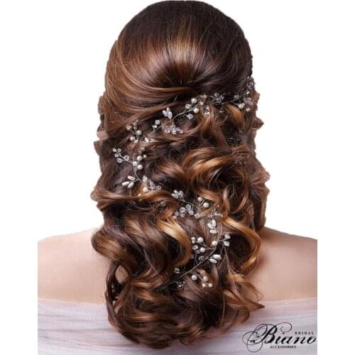 Vintage Bridal Headdress 100 CM Woman Pearls Beaded Golden White Hair Accessories Wedding Party Gifts