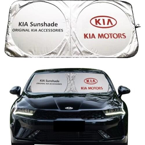 1pcs For KIA Car Emblem Foldable Front Windshield UV Reflective Sunshade Cover Window Foils Sun Visor Cortinas Auto Gadget