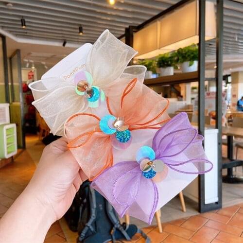 12 Pcs/Lot, Organza Boutique Hair Bow Clips, Princess Spring Bow Hair Clips