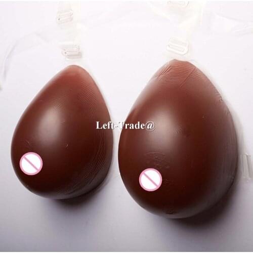 3XL E cup 1400g black boobs strap on invisible bra mans silicone tear drop breast CD TD