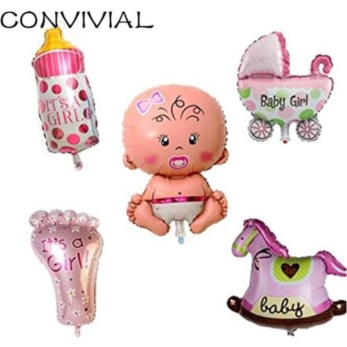 5pcs Mini Globos Foil Balloons 1th Birthday Baby Stroller Ball Kids Toy Baby Shower Birthday Party Decorations CONVIVIAL PA65