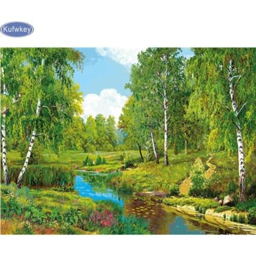 5D Diy Diamond Painting Green woods tree,Stitch Cross,full Diamond Embroidery Rhinestones 5d Diamond Mosaic Stickers Home decor