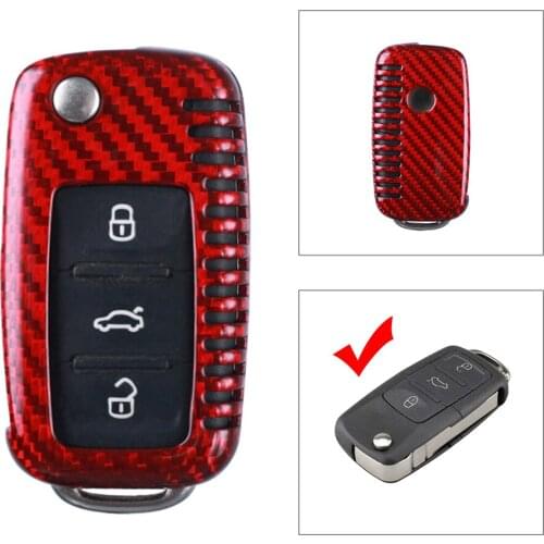 Car Carbon Fiber Flip Remote Folding Car Key Cover Fob Case Shell For VW Golf MK4 MK5 GTI R32 Jetta Rabbit Polo CC Passat Tiguan