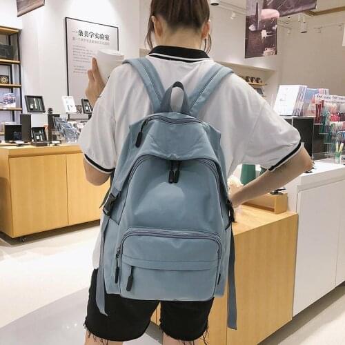 Color Women Backpack Waterproof Nylon Solid Schoolbag Student Book Bag New Zipper School Backpacks for Teenager Gilr Bag