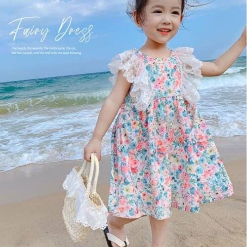 Baby Princess Floral Dress Summer New Style Girls Flower Lace Drsses Beach Mini Fashion Dresses