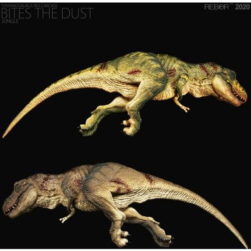REBOR 1/35 Tyrannosaurus Rex Carcass Figure Bites The dust Jungle Realistic T-Rex Dinosaur Collector Toy Animal Model Decoration