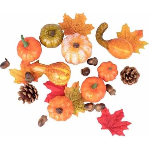 86 Pcs Halloween Simulation Acorn Artificial Pumpkins Pine Cones Maple Leaves