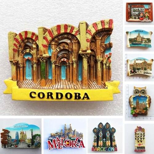 Spain Refrigerator Magnets Tourist Souvenir Cordoba Barcelona Mallorca Sevilla Cantabria Travel Gifts Magnetic Fridge Stickers