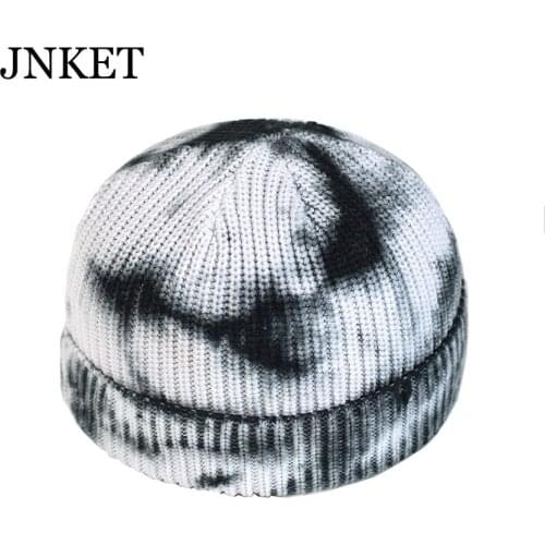 JNKET New Unisex Tie-Dye Brimless Hat Skullcap Elastic Knitted Hat Casual Pumpkin Hat Beanies Hat Hip Hop Cap Bonnet