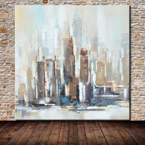 Mintura Hand Painted New York City Oil Paintings On Canvas Modern Abstract Wall Art Pictures For Living Room Home Decor Artwork
