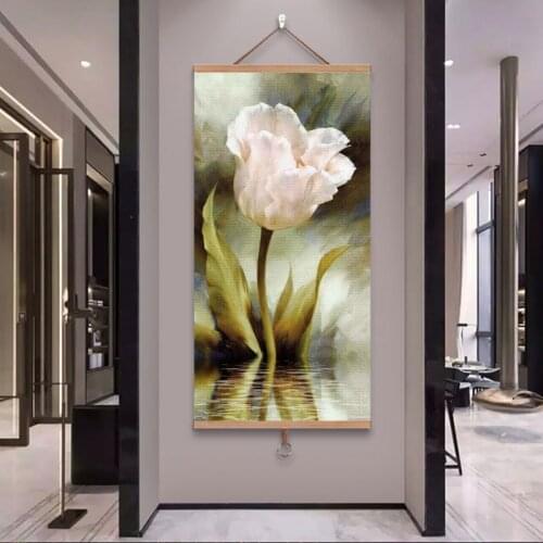 Retro Flower Canvas Painting Nordic Poster White Tulip Floral Scandinavian Print Wall Art Decoration Picture for Living Room