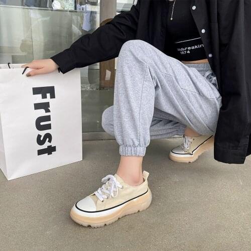 Canvas Women Sneakers Flat Platform shoes summer Fashion Thick bottom Round toe outdoor casual Ladies sneaker 2021
