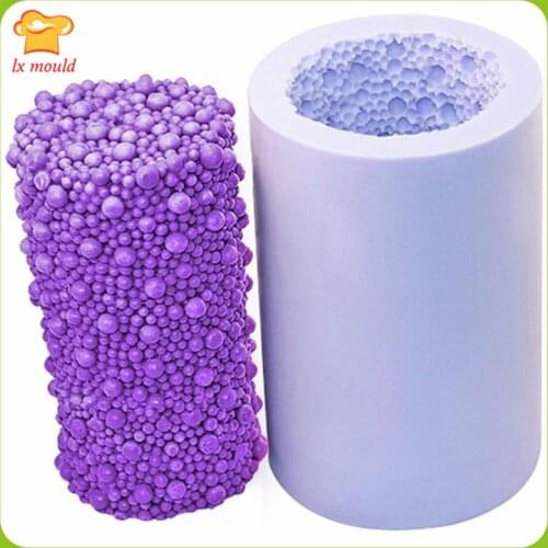 LXYY 3D Cylindrical Shape Bubble Candle Silicone Molds Handmade Soap Mold Pearl