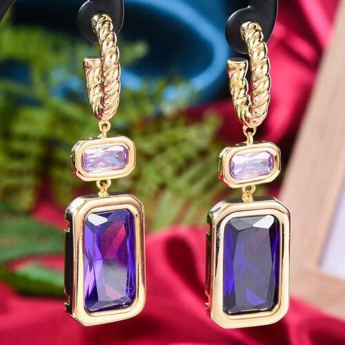Missvikki Luxury Brazilian Vintage golden Dangle Earrings For Women Wedding Engagement Party Trendy Cubic Zircon Dubai Bridal