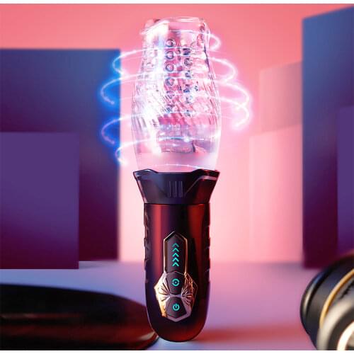 New Powerful Male Penis Masturbator Cup Glans Stimulate Rotation Vibrating Lasting Delay Endurance Exercise Sex Toys For Men