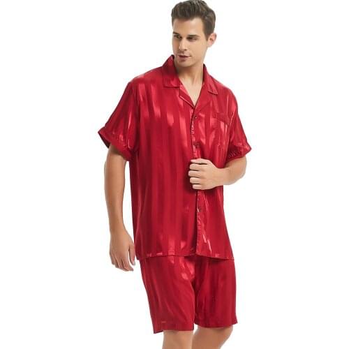 Mens Silk Satin Short Pajamas Set Pajama Pyjamas Set Sleepwear Set S , M , L , XL , 2XL , 3XL , 4XL