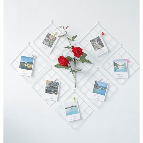 Home Wall Decoration Metal Grid Decor Photo Frame Wall Art Display Mesh Storage Shelf Organizer Postcards DIY Rack Holder