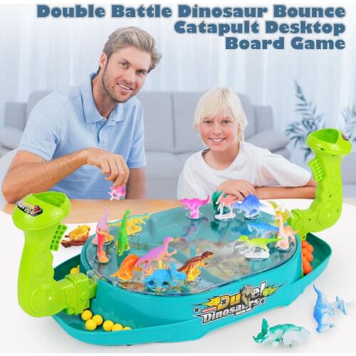 Funny Double Battle Dinosaur Bounce Catapult Desktop Board Game Parent-Child Interaction Toy for Kids Children Family Party