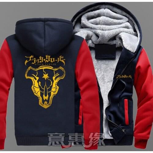 New Winter Jackets Coats black clover hoodie Anime Yuno Asta Hooded Thick Zipper reflect light Unisex cardigan Sweatshirts