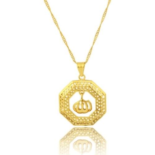 New arrival Jewelry Islamic Allah Pendant Charms Gold color Choker Necklace Religious Muslim Jewelry