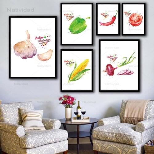 Canvas Print Poster Watercolor Vegetables Painting Wall Art Nordic Minimalist Restaurant for Kitchen Home Decor Modular Pictures