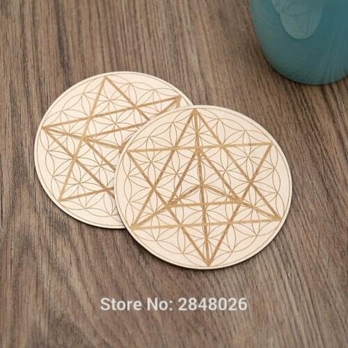 Engraved Metatrons Cube Charging Grid Sacred geometry coaster,wood crystal grid plate wooden Coaster,Wall Art Home Decor