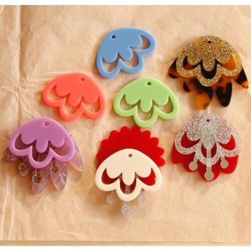 Hollow wave flower pendant 8 colors Retro cute earrings making accessories handmade DIY jewelry materials