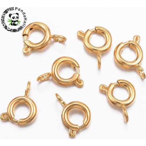 304 Stainless Steel Spring Clasps Bracelet Necklace Jewelry Findings Golden Color 9x7x1.8mm, Hole: 2mm