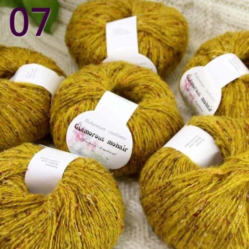 Sale 6ballsX50gr Luxury Fluffy Soft NEW MOHAIR Shawls Hand Knit Crochet Yarn Gold 07
